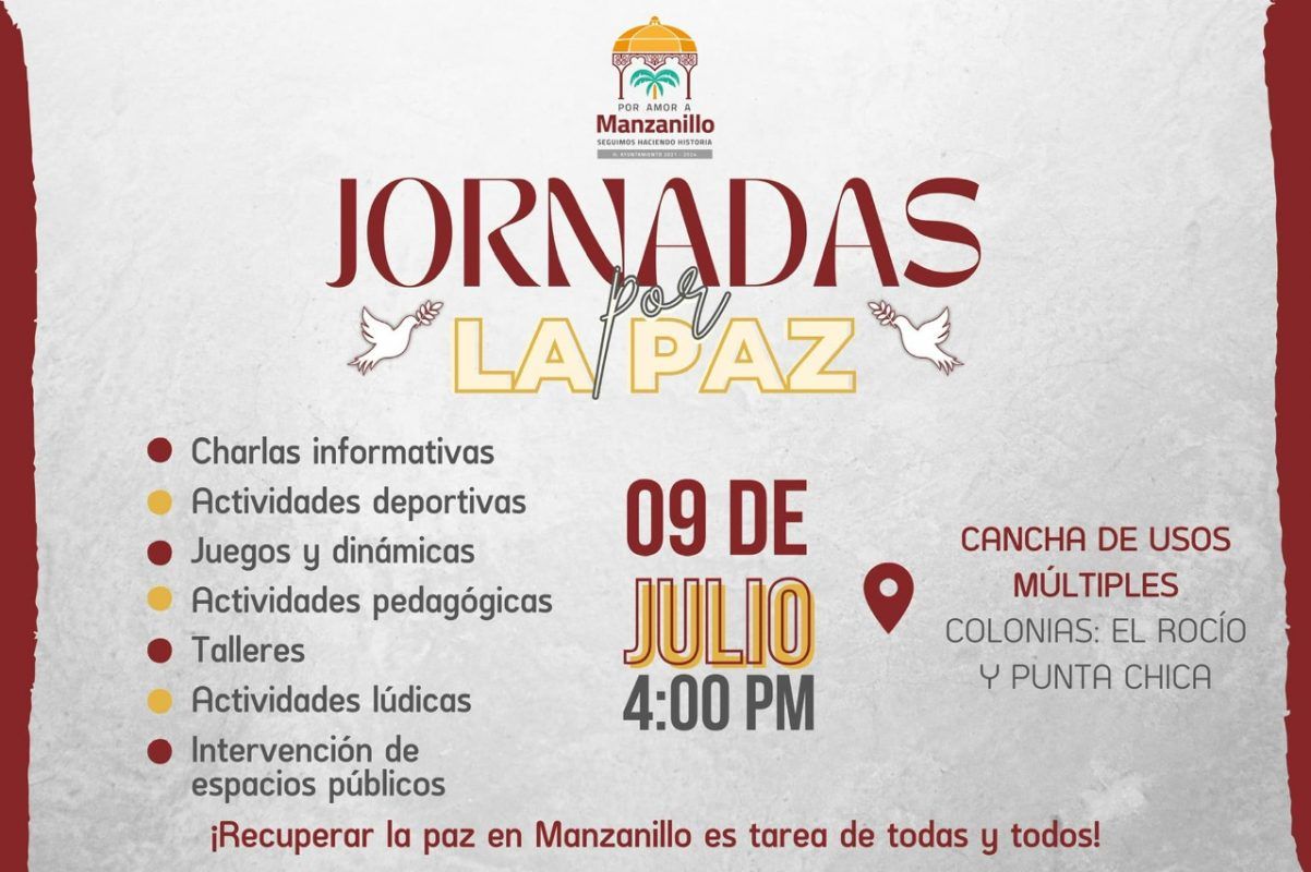 Este sábado llevará Ayuntamiento de Manzanillo las Jornadas por la Paz a El Rocío y Punta Chica