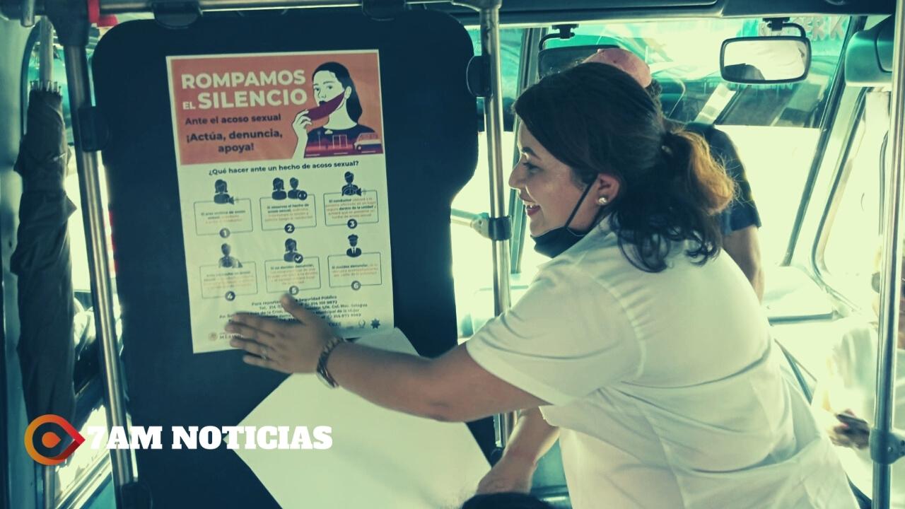Gobiernos estatal y federal difunden lineamientos para evitar acoso a mujeres en transporte público colectivo de Manzanillo