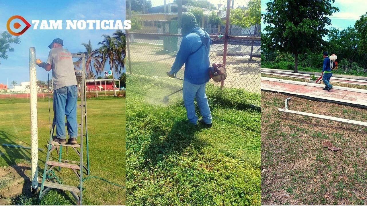 Trabaja INMUDE Manzanillo en el mantenimiento de instalaciones deportivas municipales