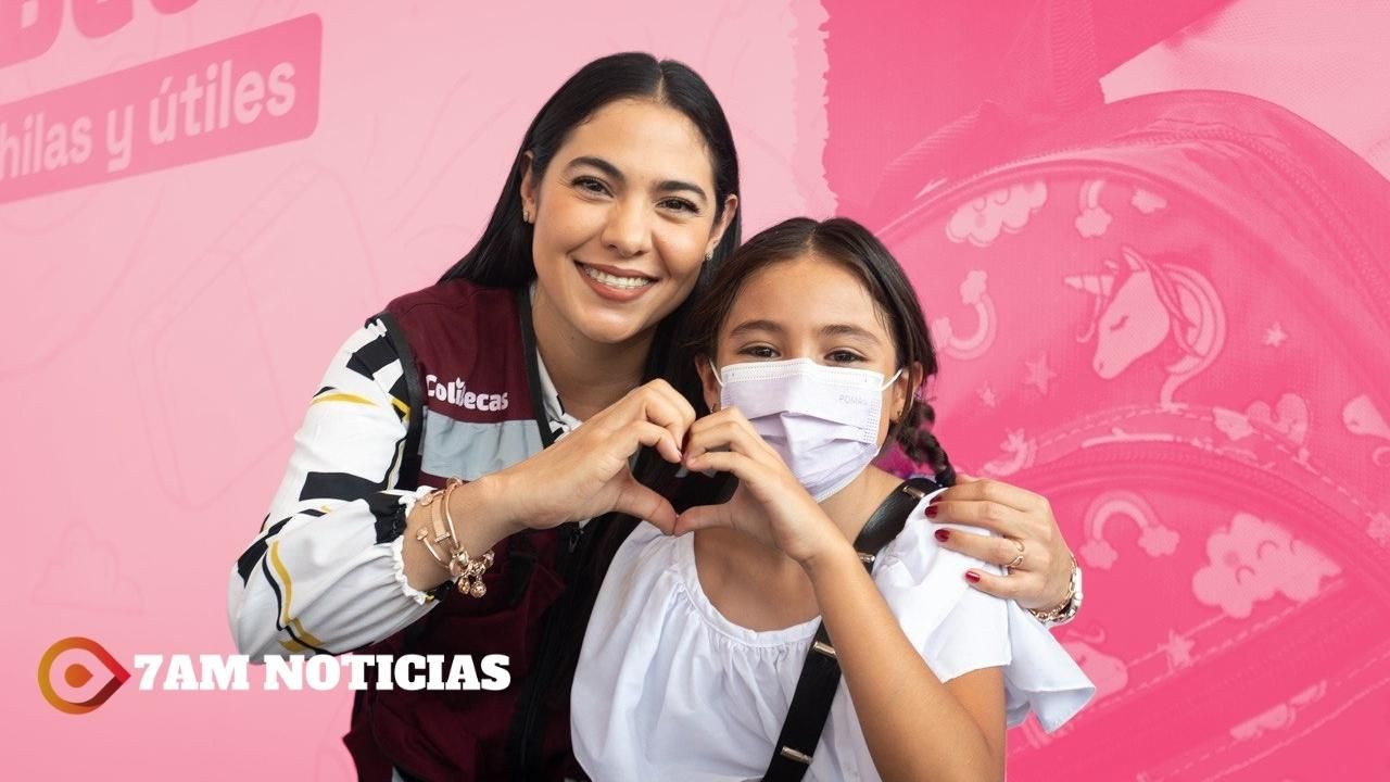 Indira entrega mochilas y útiles gratuitos en la primaria Torres Quintero; son más de 81 mil beneficiados en todo Colima