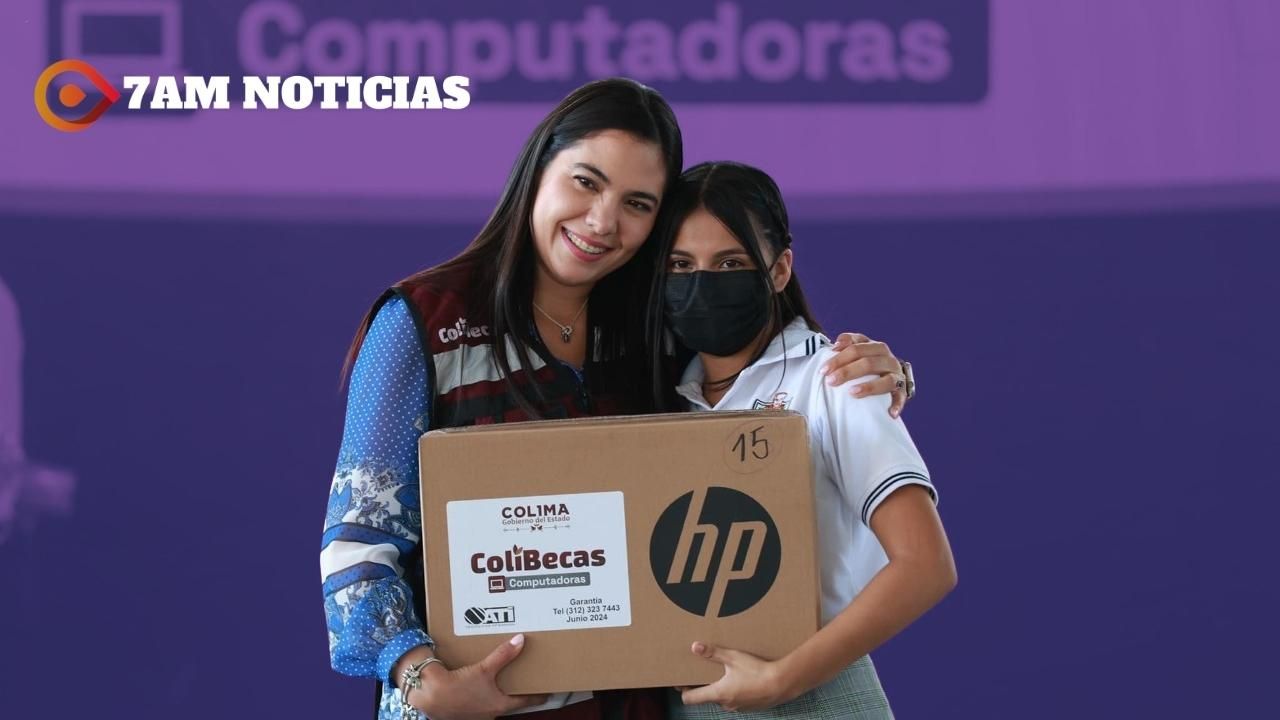 Indira Vizcaíno comienza en Armería la entrega de más de 32 mil laptops con ColiBecas-Computadoras