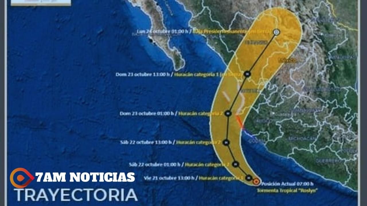 Tormenta tropical ‘Roslyn’ se fortalece; hoy generará lluvias intensas en Colima, Michoacán y Guerrero