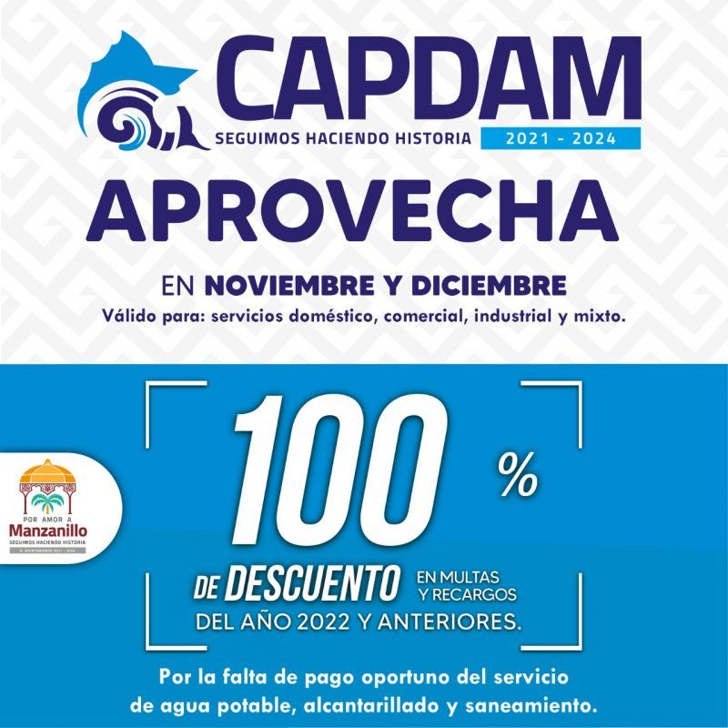 Ayuntamiento de Manzanillo descontará total de multas y recargos en adeudos a CAPDAM