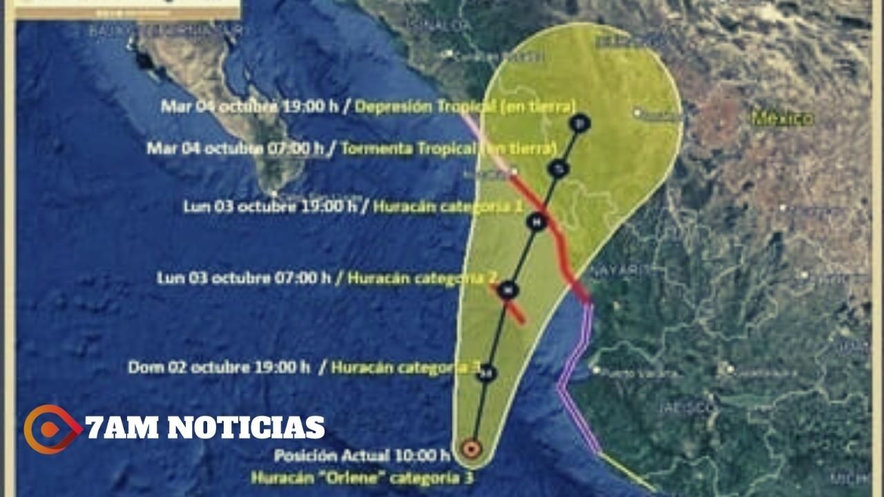 “Orlene” ya es huracán categoría 3 y dejará lluvias muy fuertes con puntuales intensas en Colima, las próximas horas