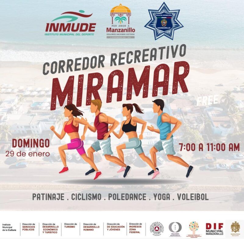 Ayuntamiento de Manzanillo realizará el domingo el Corredor Recreativo MiramarAyuntamiento de Manzanillo realizará el domingo el Corredor Recreativo Miramar