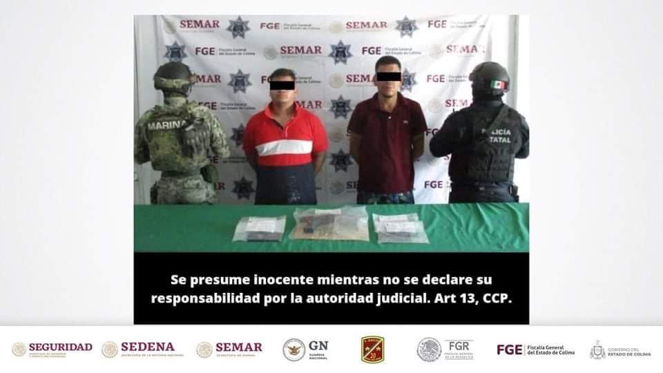 Mesa de Coordinación informa la detención de dos personas en Colima con arma de fuego y droga