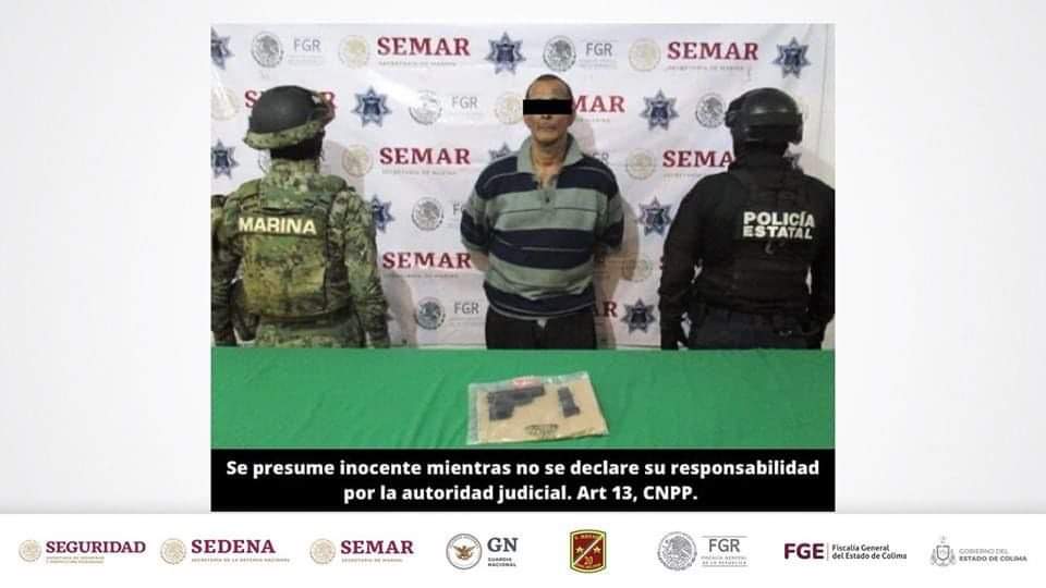 En Colima aprehenden a un hombre por violación a Ley Federal de Armas de Fuego y Explosivos