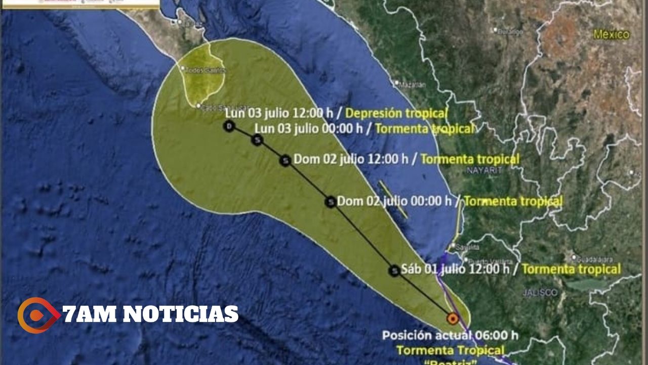 ‘Beatriz’ se degradó a Tormenta Tropical; ocasionará lluvias intensas en Colima, Jalisco, Michoacán y Nayarit