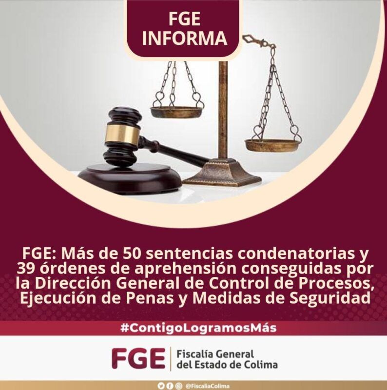 FGE: Más de 50 sentencias condenatorias y 39 órdenes de aprehensión conseguidas por la Dirección General de Control de Procesos, Ejecución de Penas y Medidas de Seguridad