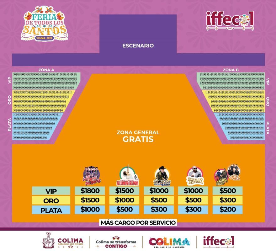 Conciertos gratuitos en el escenario principal en la Feria de Colima; habrá zona preferente