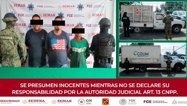 Policía Estatal de Colima detiene en flagrancia a tres personas, por robo de cargamento