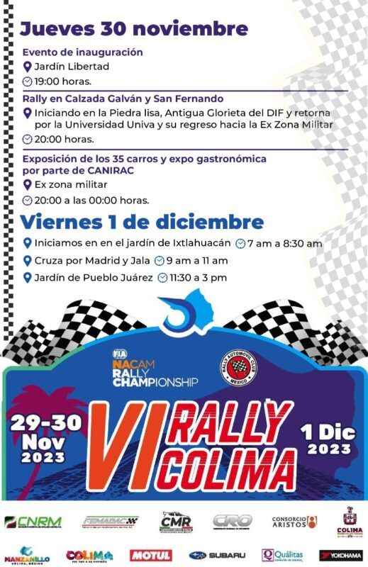 Colima, lista para recibir la VI Nacam Rally Championship 2023