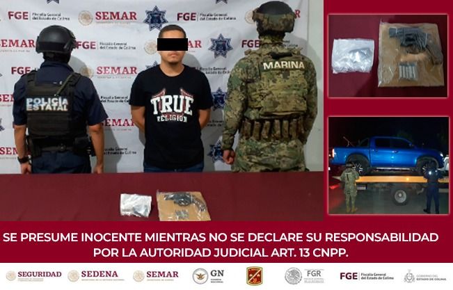 Policía Estatal de Colima detiene a sujeto con arma de fuego y le aseguran un vehículo robado