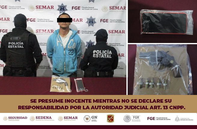 Policía Estatal detiene a sujeto en posesión de arma de fuego en el municipio de Colima