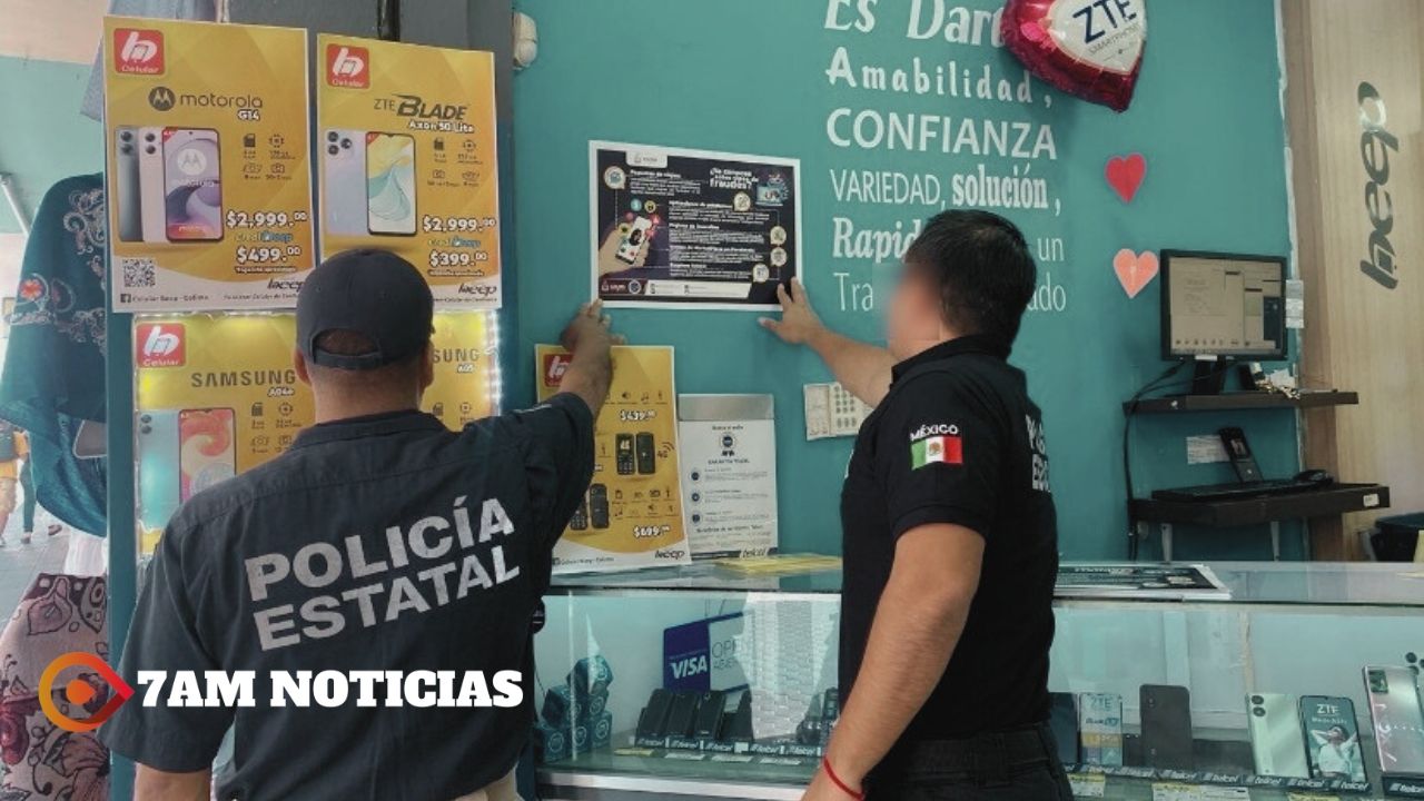 Policía Estatal de Colima difunde medidas preventivas en comercios para prevenir y evitar fraudes