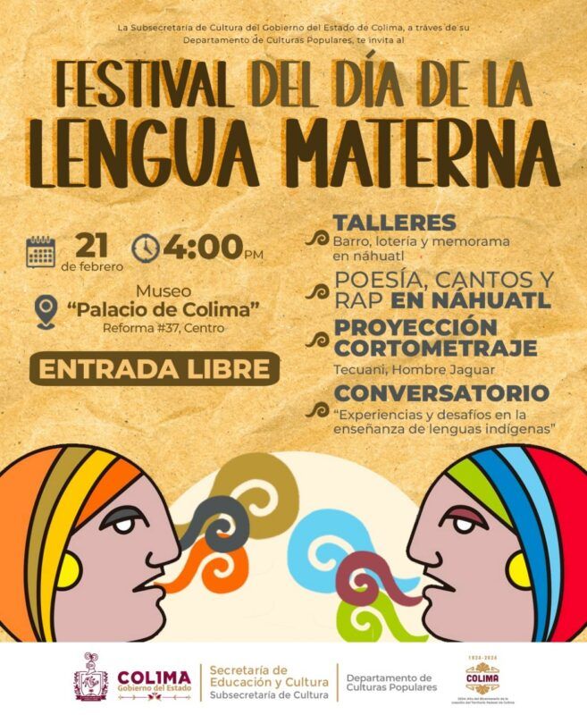Cultura Colima invita al Festival de la Lengua Materna, este miércoles