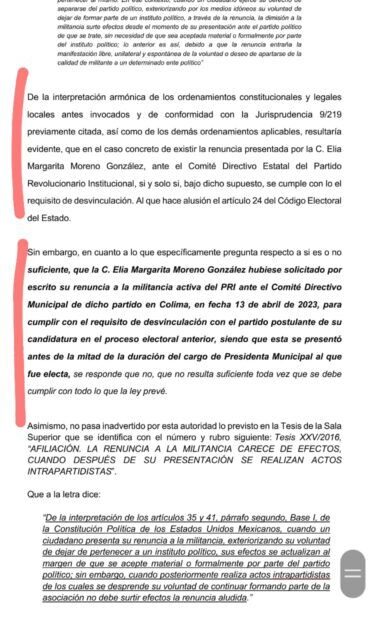 IEE dice que NO a consulta de Margarita Moreno sobre posible reelección con Movimiento Ciudadano