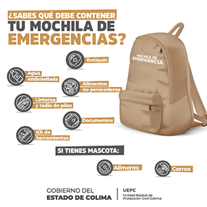Gobierno del Estado de Colima - Mochila de Emergencias - Banner