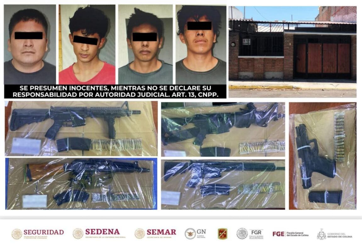 Mesa de Coordinación Estatal: 4 integrantes de célula criminal son detenidos en operativo conjunto; se les asegura droga, armas y cargadores