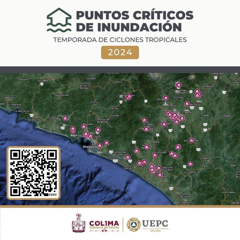 Protección Civil identifica 48 puntos críticos de inundación en el estado de Colima