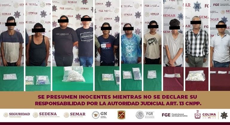 Diez individuos fueron detenidos por delitos contra la salud, en Colima: SSP