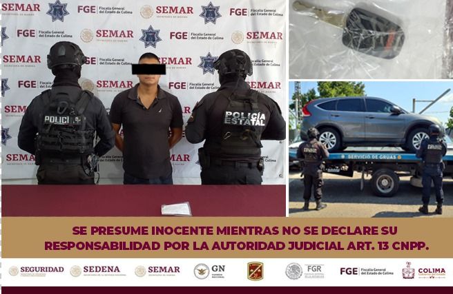 Policía Estatal detuvo a un individuo por robo en Manzanillo; le aseguran un vehículo