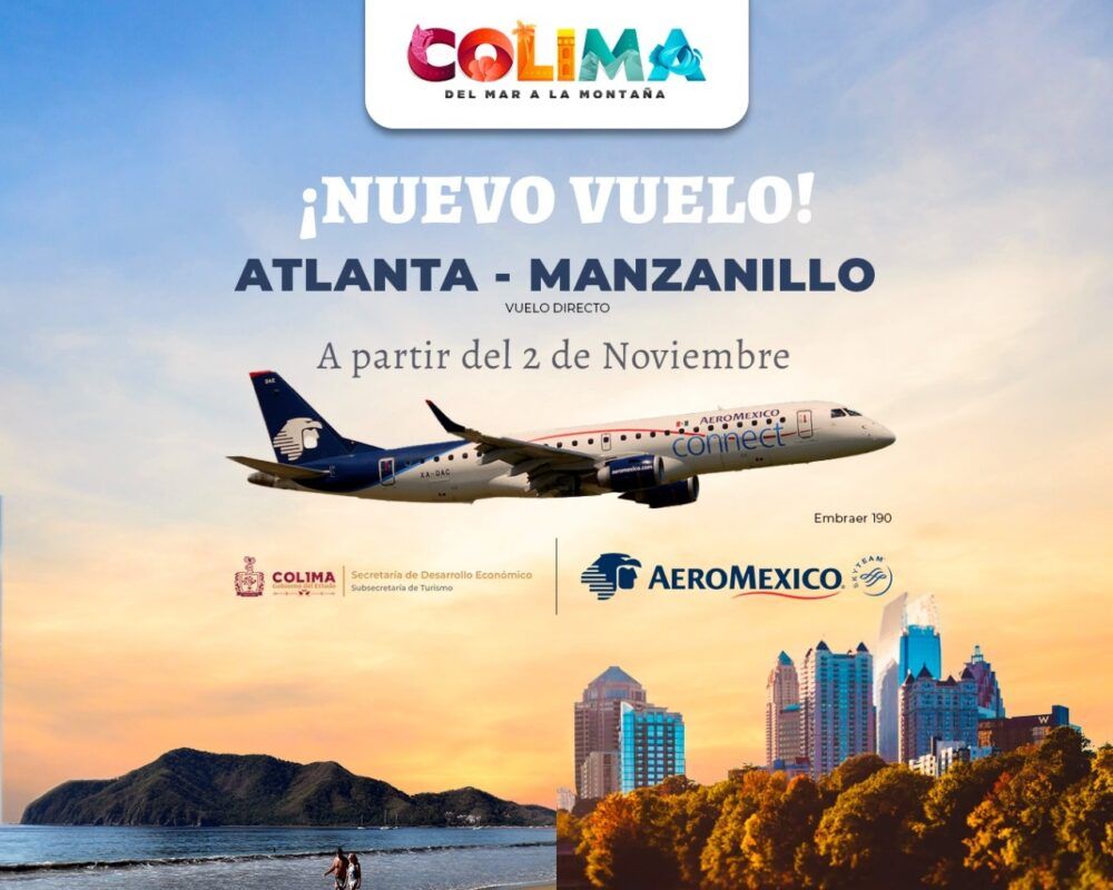 Colima estrena vuelo directo a Atlanta operado por Aeroméxico y Delta