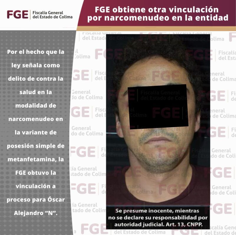 FGE obtiene otra vinculación por narcomenudeo en la entidad