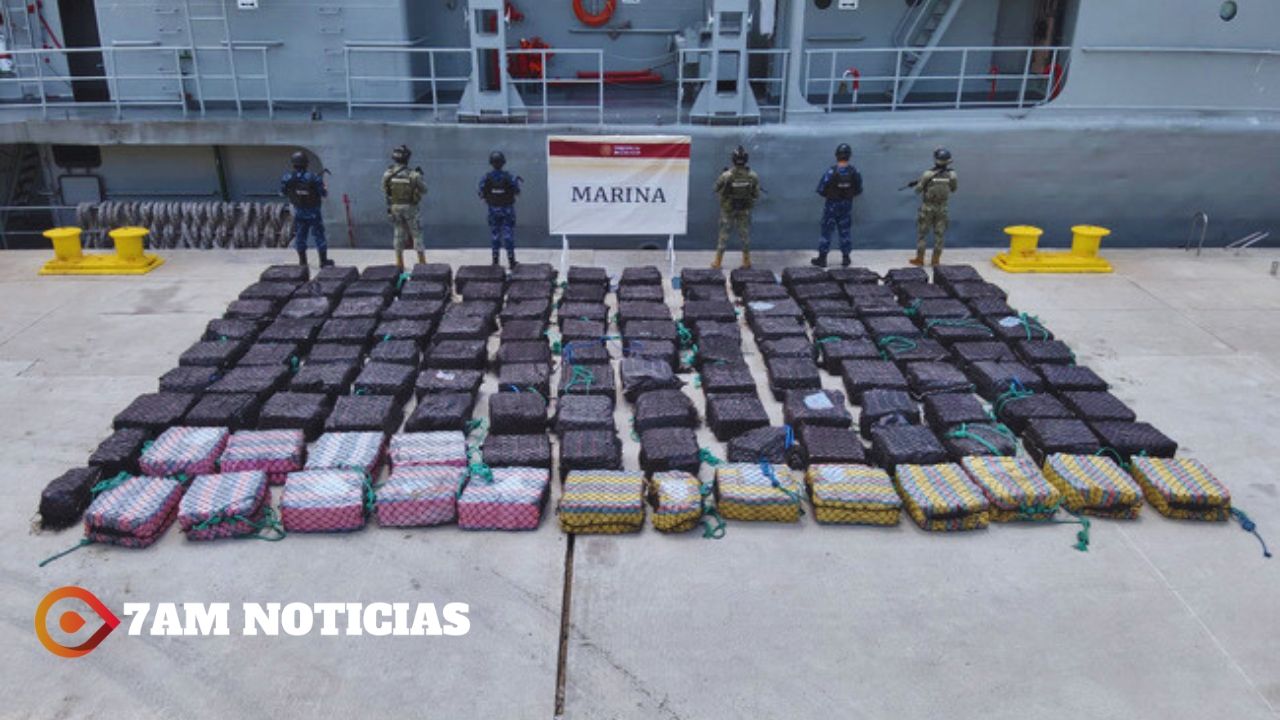 Marina aseguró aproximadamente 7.2 toneladas de presunta cocaína en costas de Colima y Michoacán