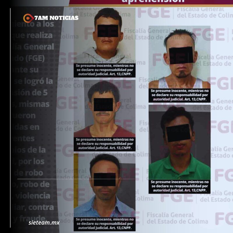 5 personas son detenidas mediante órdenes de aprehensión