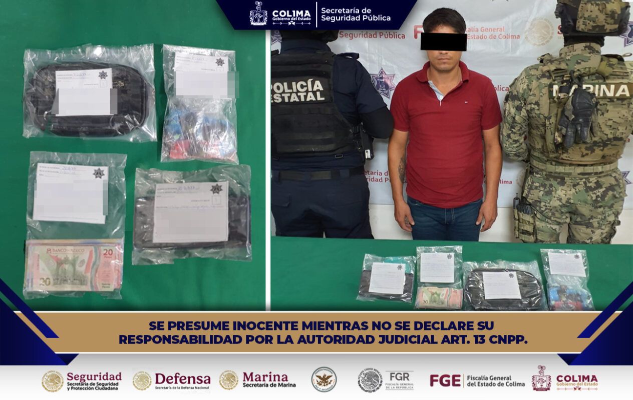 SSP informa detención de una persona con droga en Tecomán