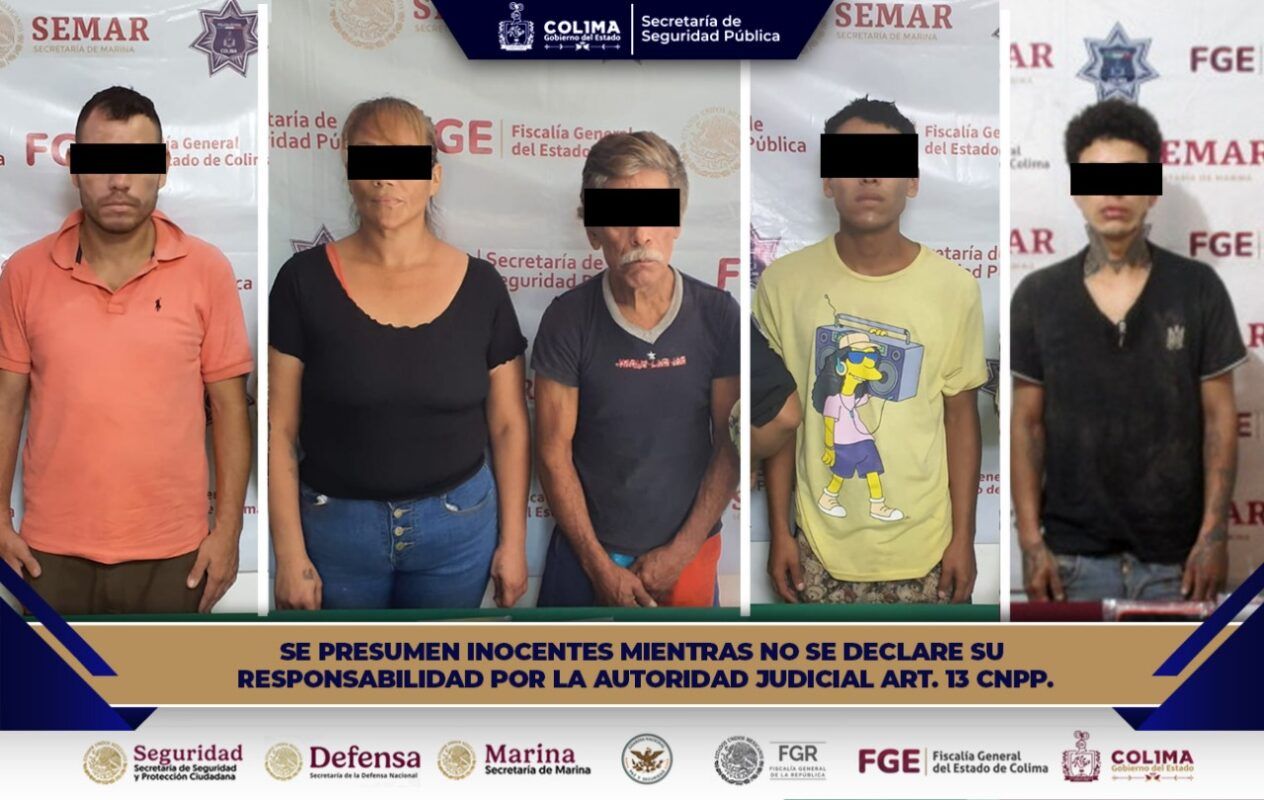 SSP Colima informa la detención de cinco personas por delitos contra la salud, en distintos hechos