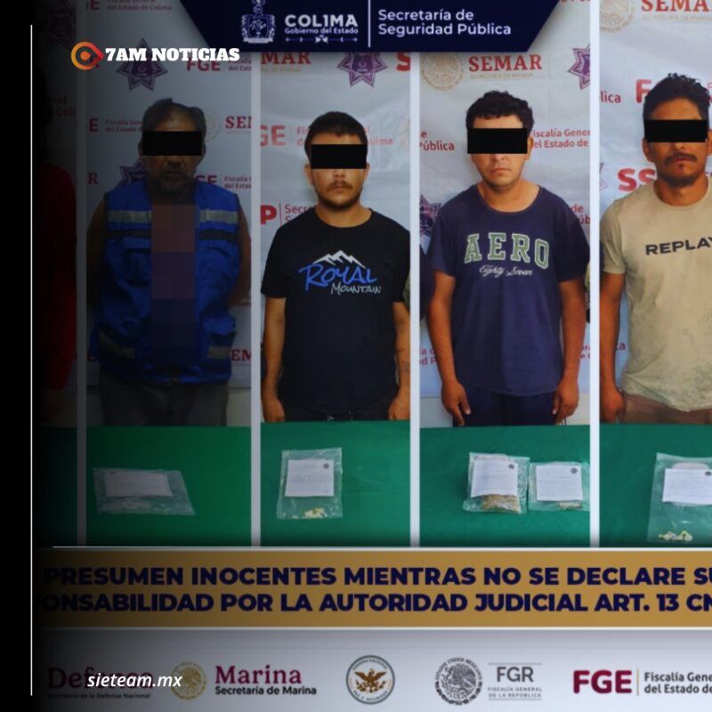 Policía Estatal detiene a siete personas por delitos contra la salud en Colima, Tecomán y Manzanillo