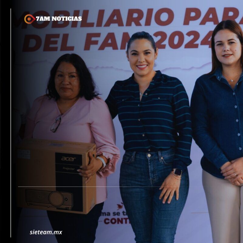 Indira Vizcaíno entrega mobiliario a docentes del municipio de Manzanillo