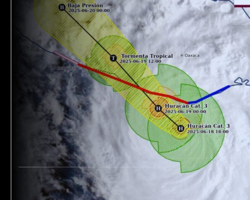 'Érick' se intensifica a huracán categoría 3; por el momento no representa peligro para Colima