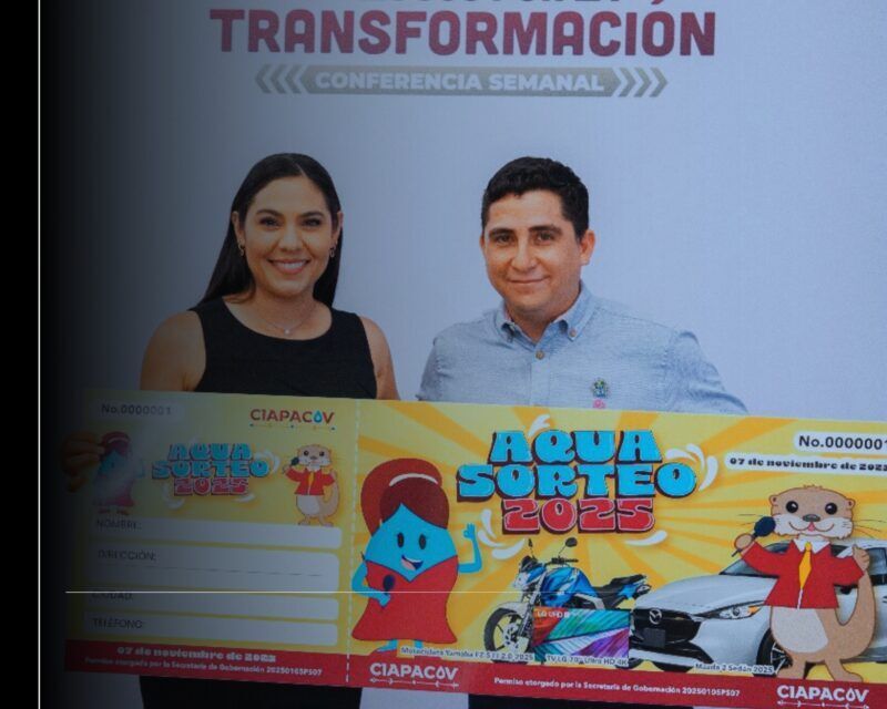 Gobernadora y director de Ciapacov presentan 'AquaSorteo 2025'; será el 7 de noviembre en la Feria de Colima