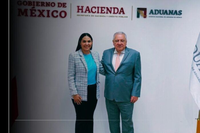 Indira Vizcaíno y titular de la Agencia Nacional de Aduanas buscan que el Puerto de Manzanillo sea el más eficiente, seguro y competitivo