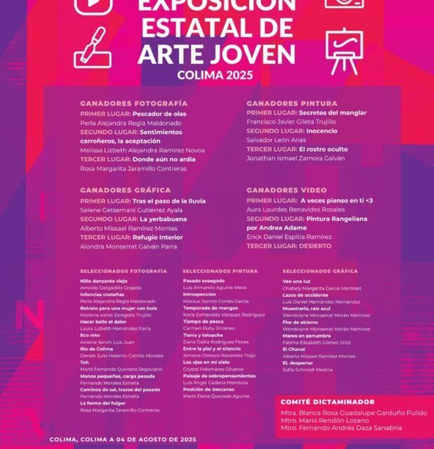 Cultura Colima presenta resultados de la convocatoria para la Exposición Estatal ‘Arte Joven Colima 2025’