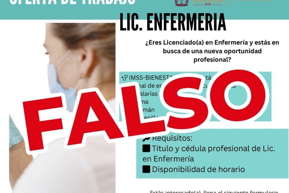Sector Salud Colima alerta sobre información falsa en redes, sobre supuesta oferta de trabajo
