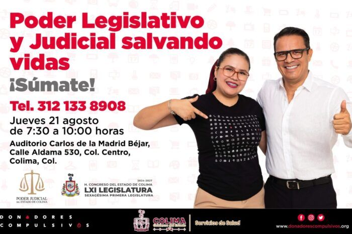 Impulsan Poderes Legislativo y Judicial junto a Donadores Compulsivos, campaña de donación de sangre
