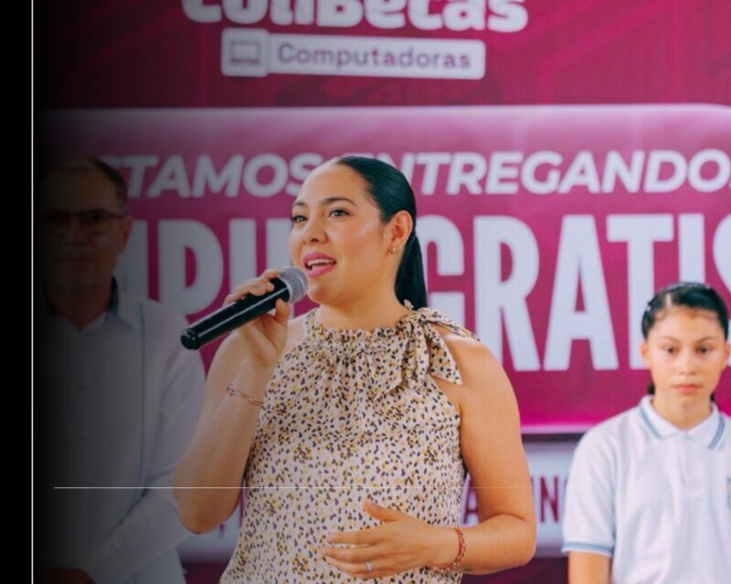 Indira Vizcaíno inició en Armería entrega de ColiBecas Computadoras; otorgarán más de 21 mil laptops gratuitas con inversión de 174.6 mdp