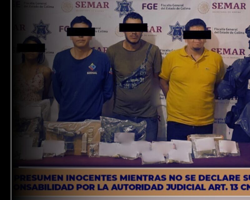 Detienen Policía Estatal de Colima y corporaciones federales a cuatro personas con droga y arma de fuego