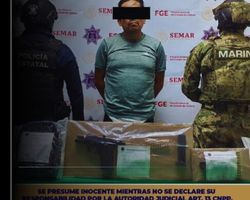Policía Estatal de Colima y fuerzas federales detienen en Manzanillo a sujeto con droga y arma de fuego