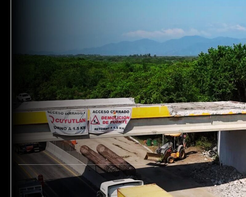 Seidum alerta por cortes parciales a la circulación en autopista Colima-Manzanillo, por retiro de trabes en puente Cuyutlán