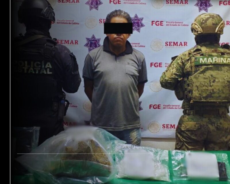 Policía Estatal de Colima detiene a masculino por delitos contra la salud, en Manzanillo