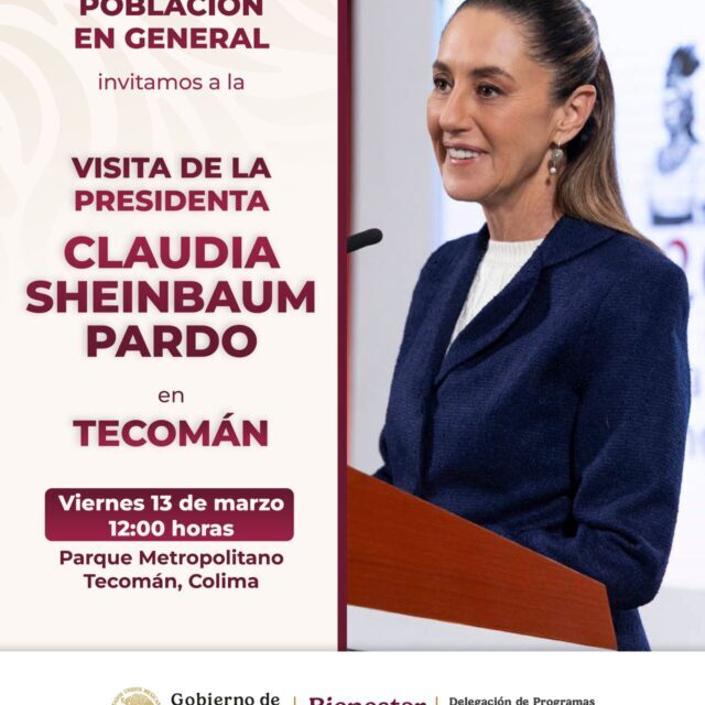 Presidenta Sheinbaum visitará Colima por sexta ocasión; este viernes tendrá evento abierto al público en Tecomán