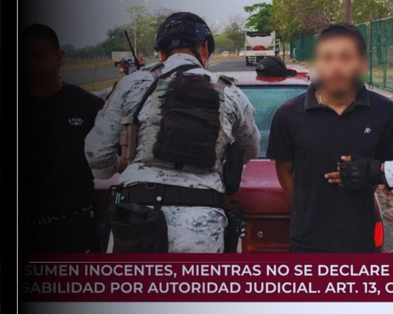 Guardia Nacional detiene a dos personas con armas y droga en Villa de Álvarez