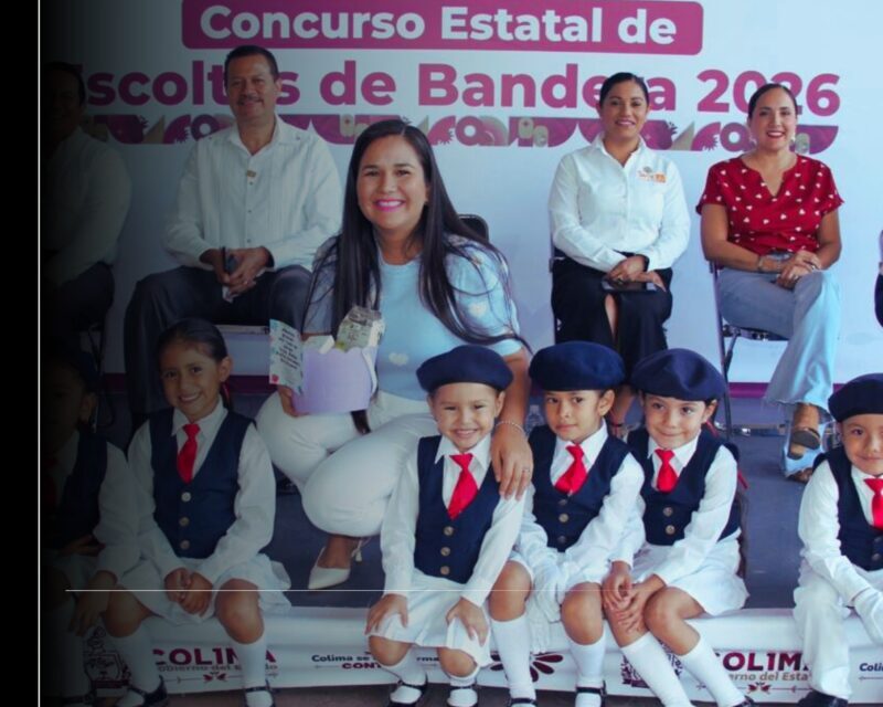 Se lucen preescolares en exhibición de Escoltas de Bandera, en la Secretaría de Educación Colima