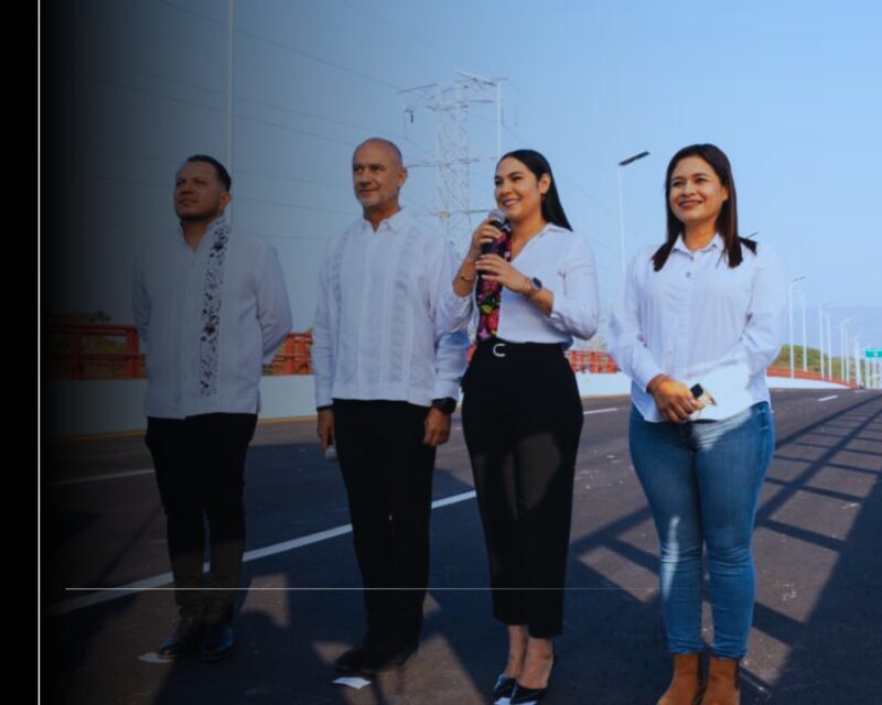 Indira Vizcaíno y titular de la SICT dan banderazo de apertura al puente Arco Norte en Colima; concluyó dos meses antes de lo previsto