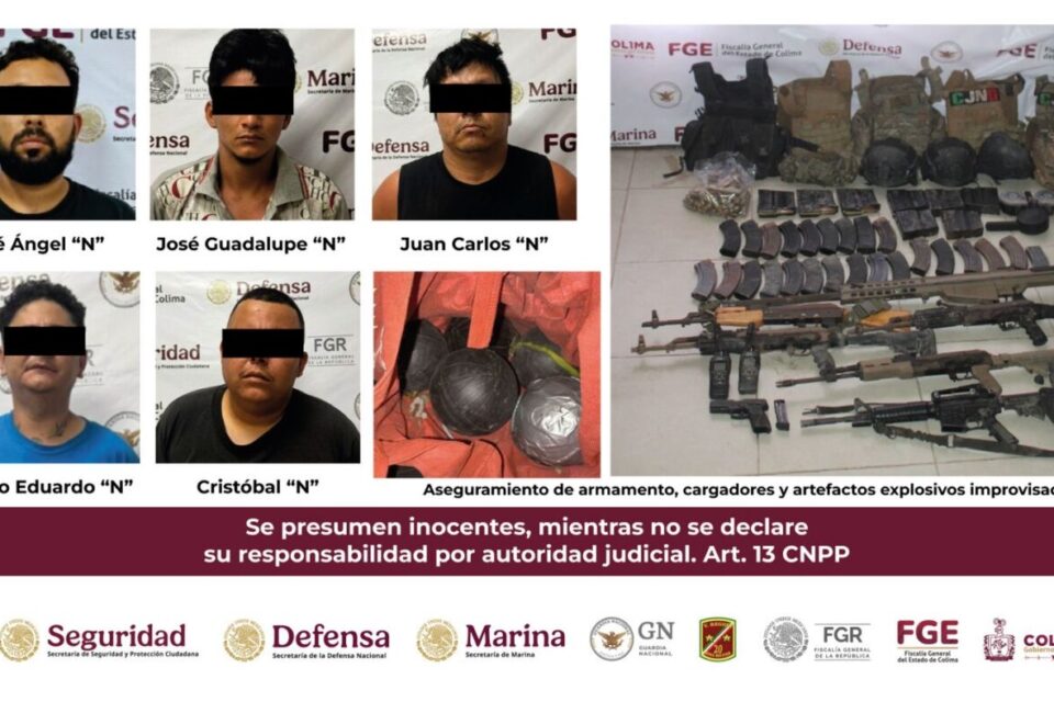 Mesa de Coordinación Estatal informa resultados de operativo en Tecomán: 5 detenidos y diversos aseguramientos